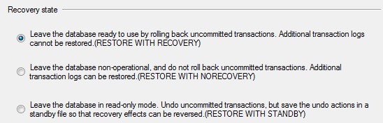 Recovery state Options